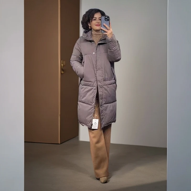 女士冬季中长款宽松韩版棉服8802
