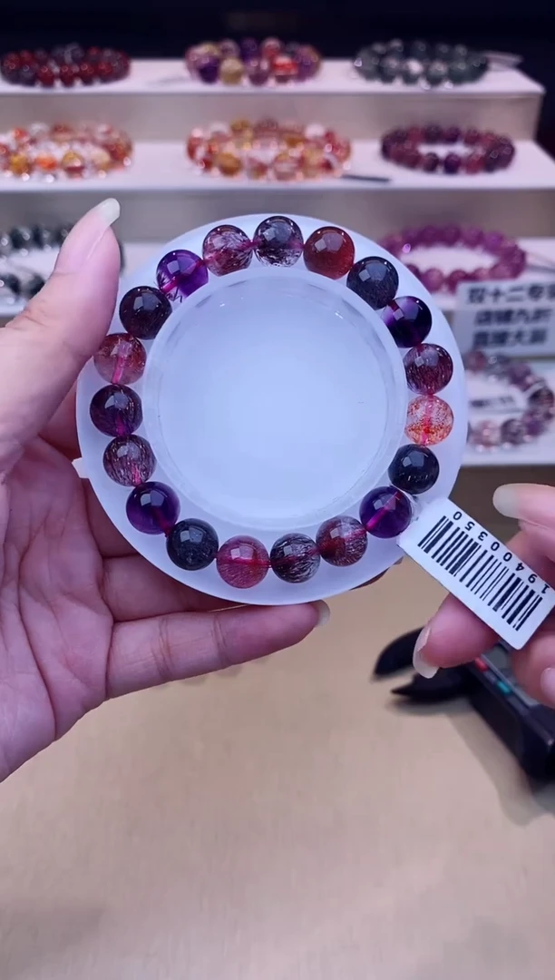 未镶嵌手链水晶黑加仑超七单圈10m+