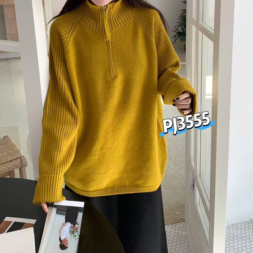 武汉蔓姐【毛衣】冬季新款时尚半拉链毛衣 衣长68公分左右 3555#