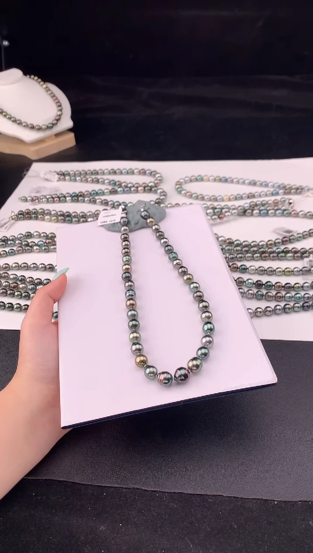 银S925镶嵌颈饰海水珍珠大溪地海水珍珠项链8-11mm