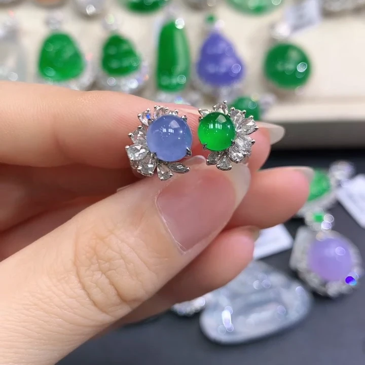 翡翠戒指18K金镶嵌A123 紫货有色差总价38000尾款18000