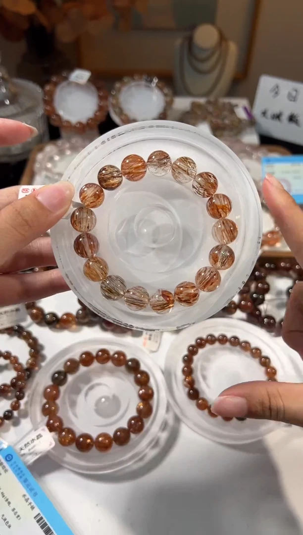 水晶手串未镶嵌黑金超七12+