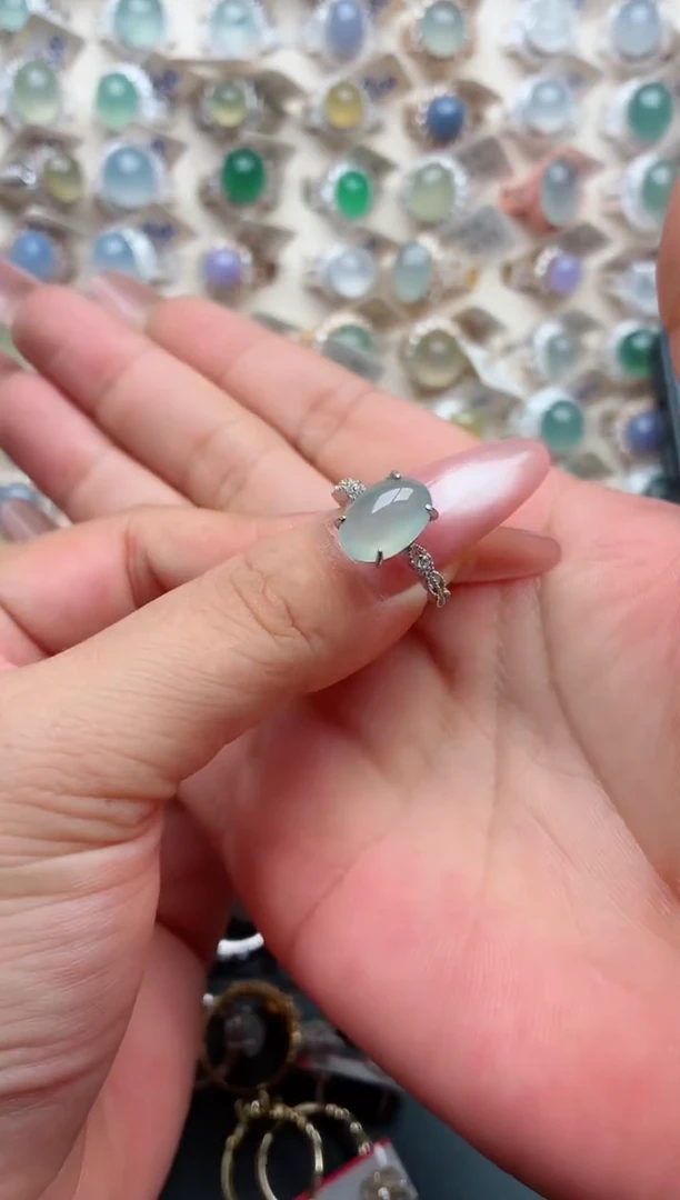 银S925镶嵌戒指翡翠.