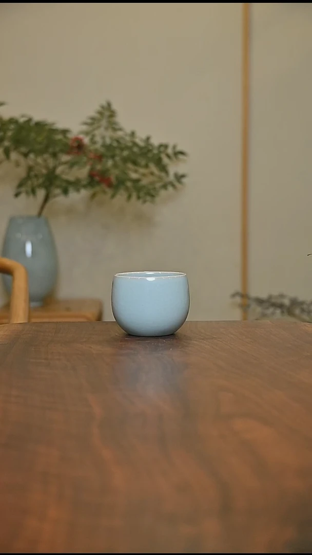 暖心杯 天青 微瑕 朱法喜款