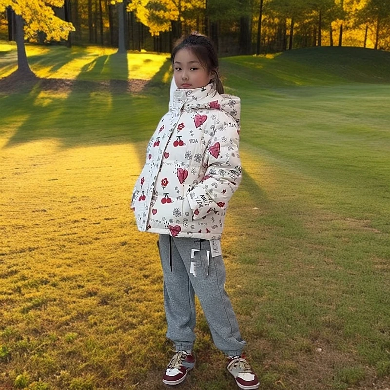 中大童2024冬季童9058新款休闲气质时髦高定洋气轻薄保暖羽绒服