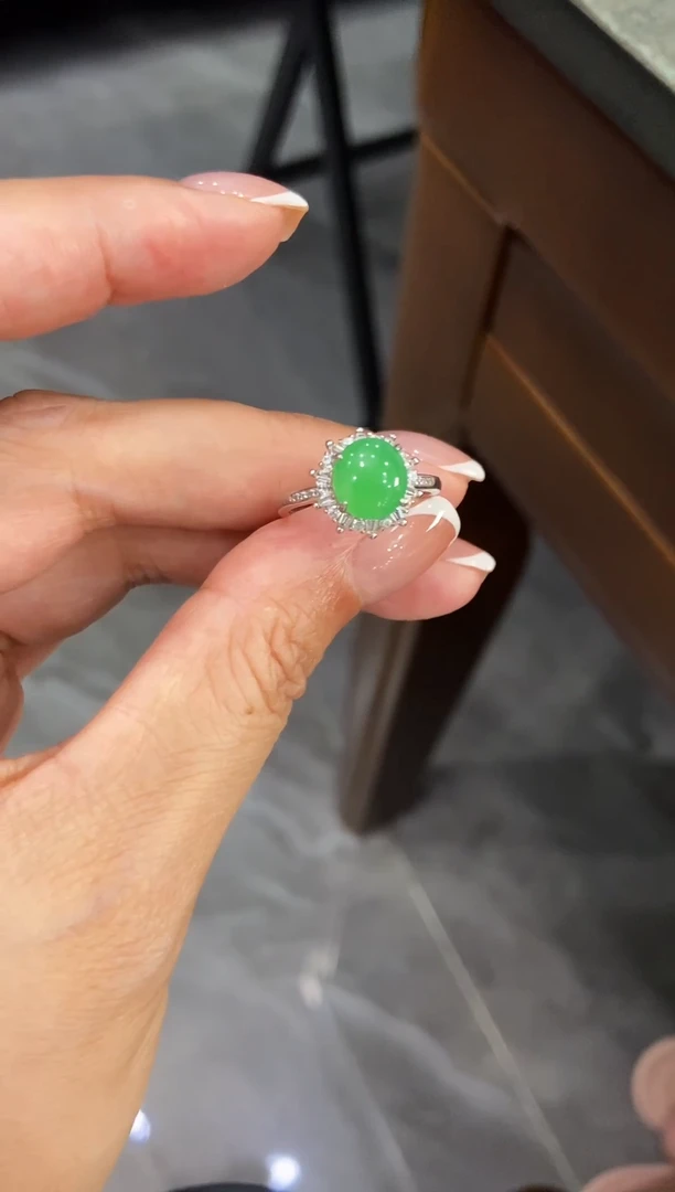 翡翠戒指银S925镶嵌?***?戒指
