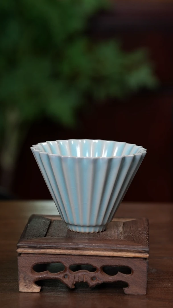 【闪购商品】宝丰清凉寺原产地汝瓷折扇斗笠杯