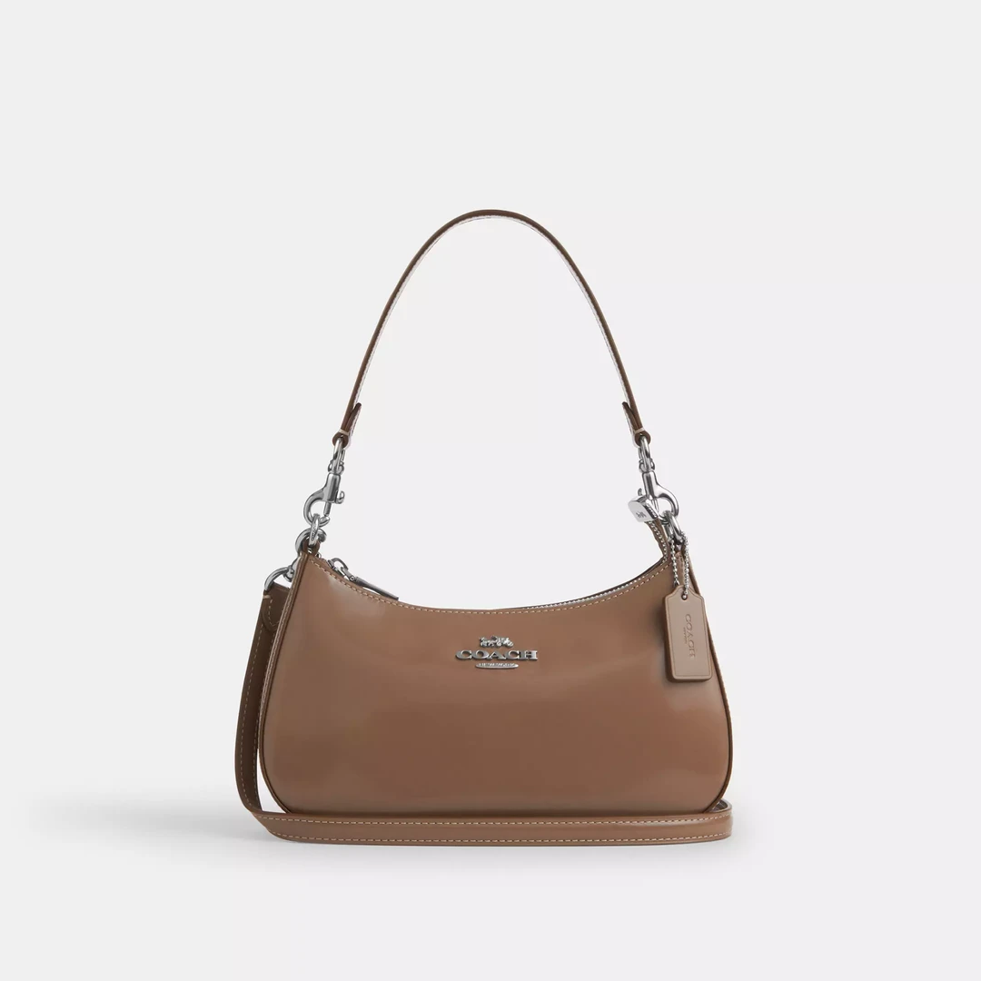 COACH/蔻驰浅棕光面Teri单肩斜挎腋下包24x15x7cm海外好物