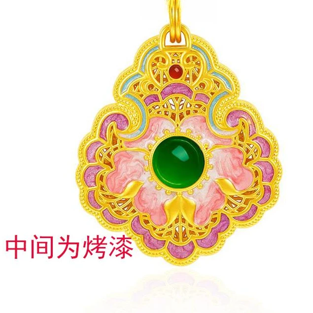 福满圆珠宝 足金999投资金 无氰花丝国色牡丹锁包