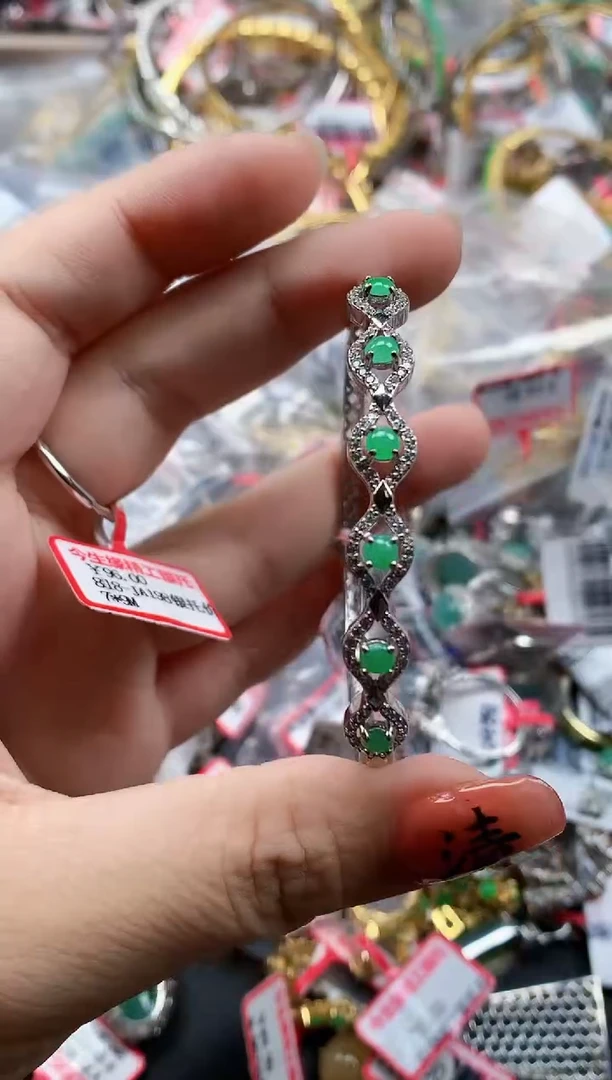 银S925镶嵌戒指翡翠天然A货缅甸翡翠