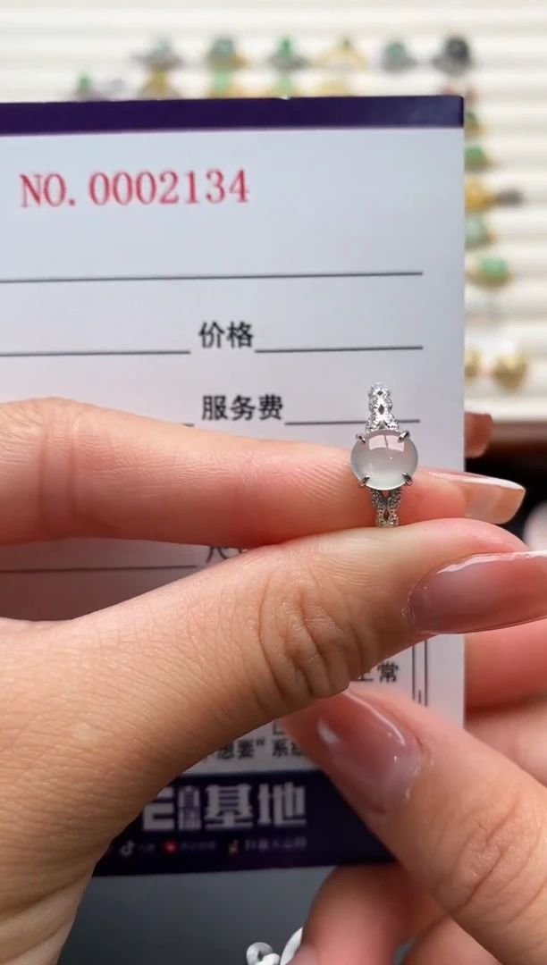 银S925镶嵌戒指翡翠22222+3