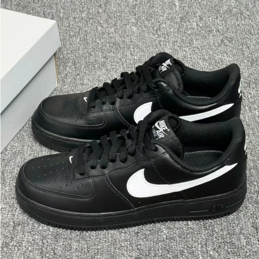 NIKE耐克 AIR FORCE 1男女同款黑白空军一号运动休闲板鞋官方正品