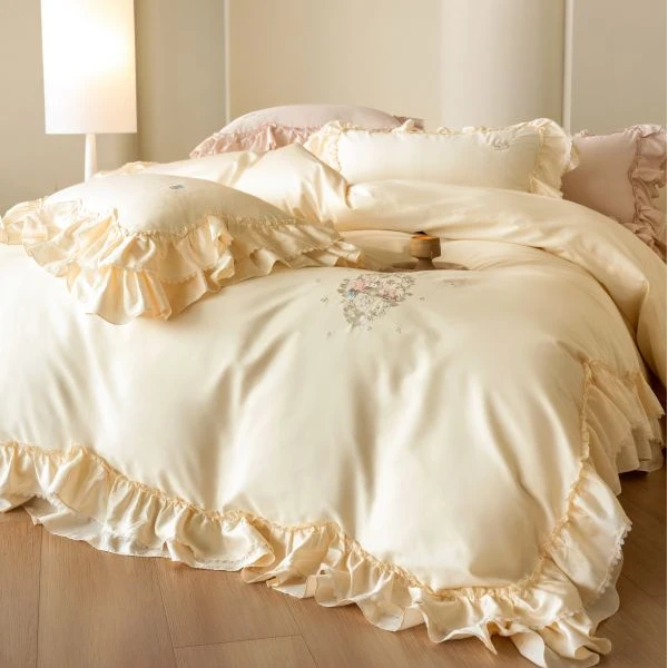 POCKET PIG/布袋猪DK【慕斯猫】顶奢全棉纯棉刺绣花边四件套套件