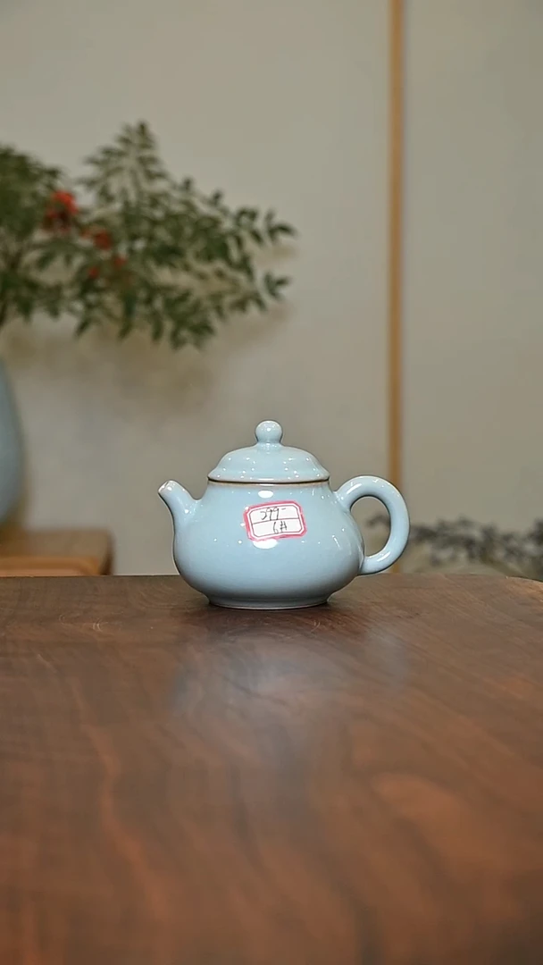 6#天青釉 潘壶 微瑕 朱家汝窑款 190ml