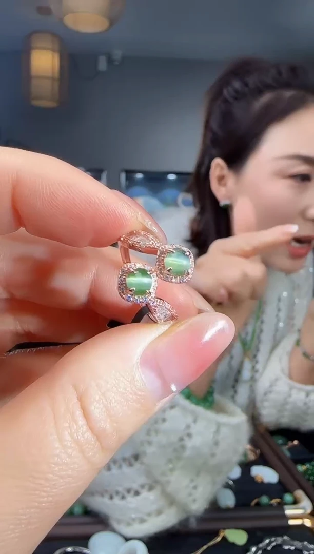 银S925镶嵌戒指和田玉1