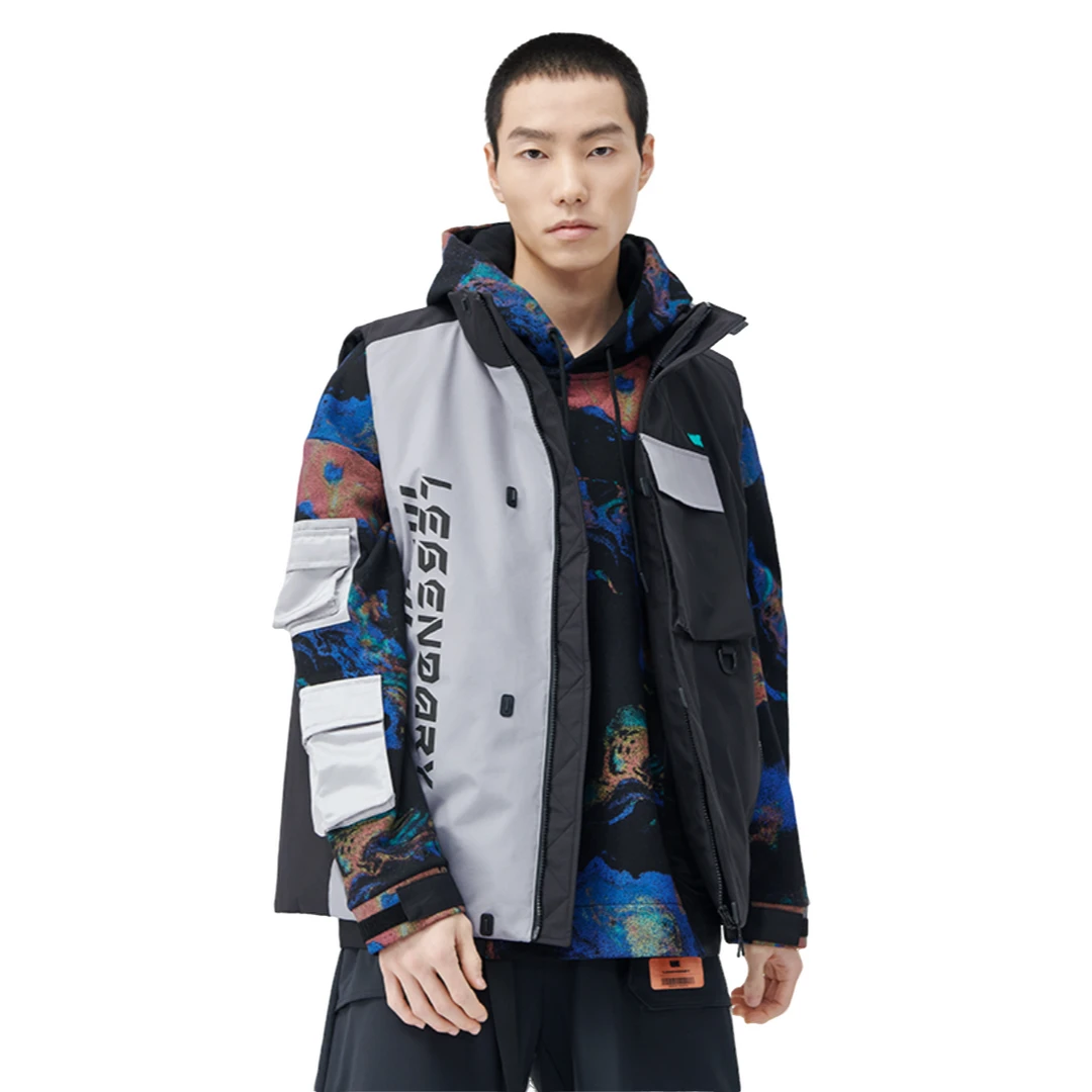 (直播）李宁 LNG未来玩家系列撞色工装风男款立领羽绒马甲 FMAC003