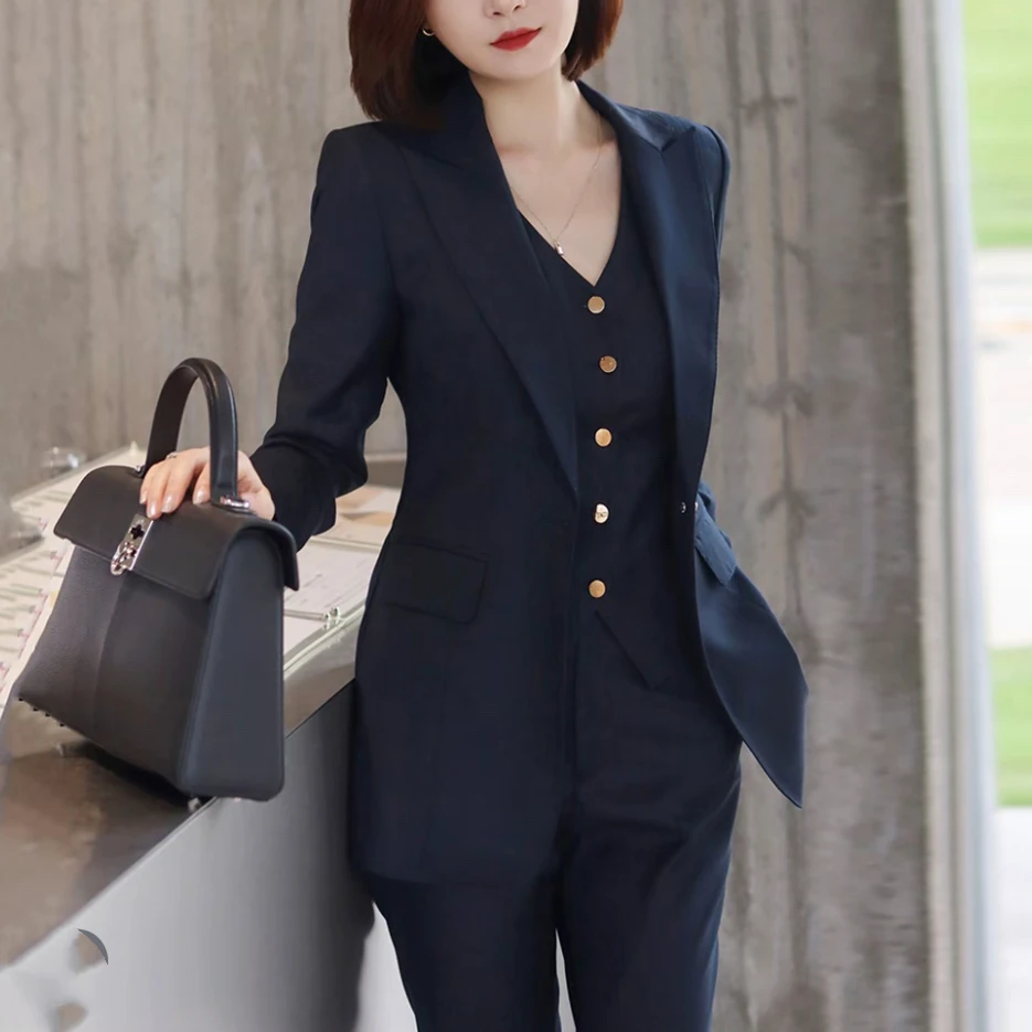 【三件套】新款高级感通勤时尚简约西装套装女气质洋气百搭显瘦S137