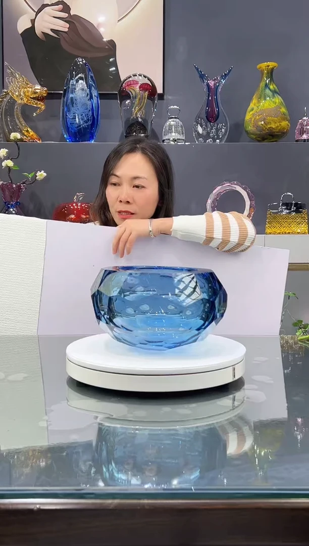 手工艺品琉璃 水晶琉璃果碗1个