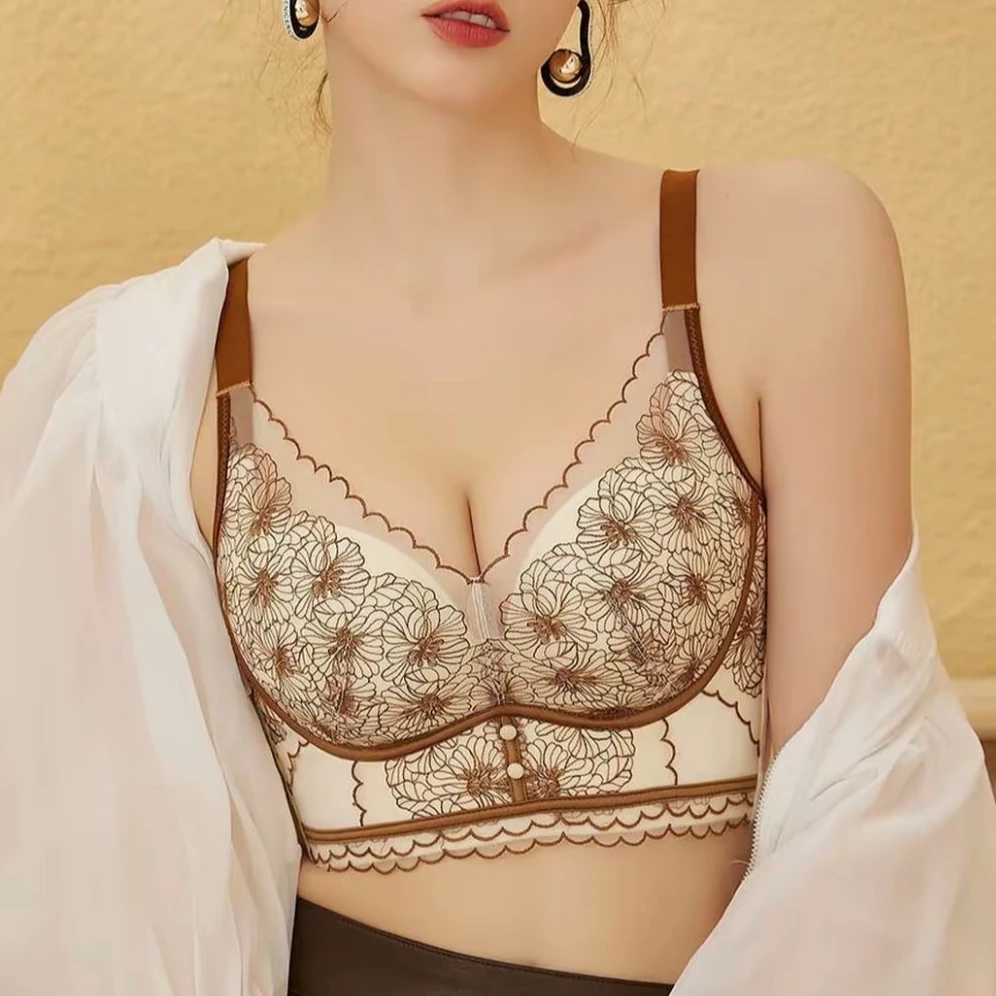 A12中某脉【花海秘境】高定院线小胸聚拢内衣女收副乳防下垂调整型