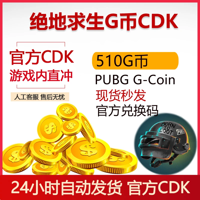 PUBGG币绝地求生510GB兑换码CDK充值吃鸡官方充值游戏币Steam端游