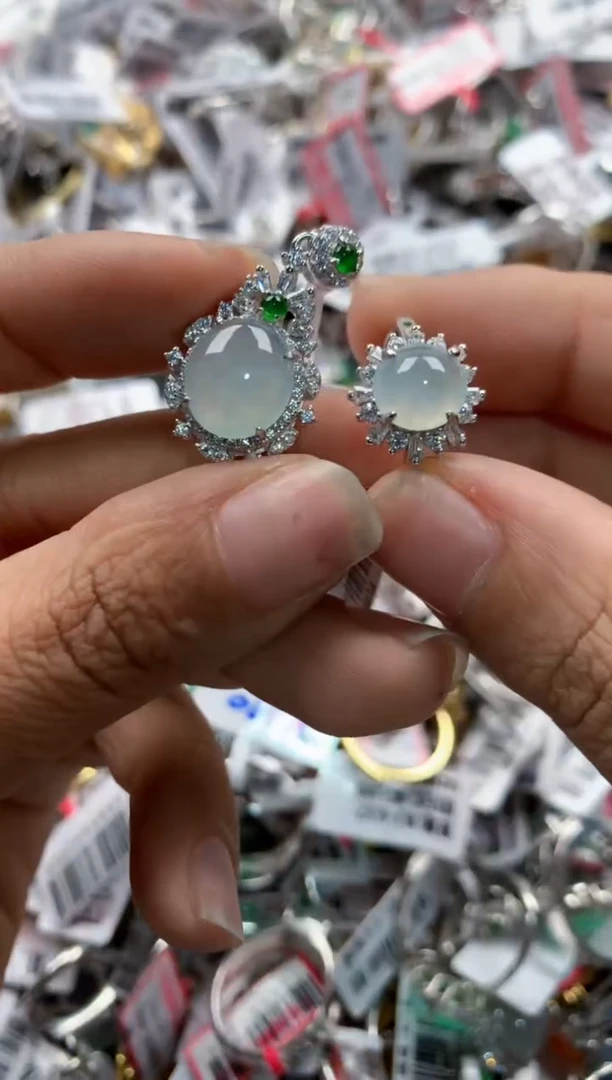 银S925镶嵌戒指翡翠10     2