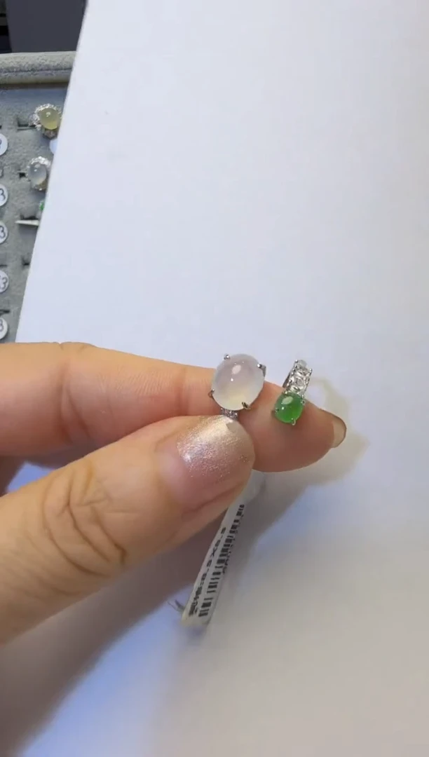 银S925镶嵌戒指翡翠925银镶缅甸A货翡翠戒指