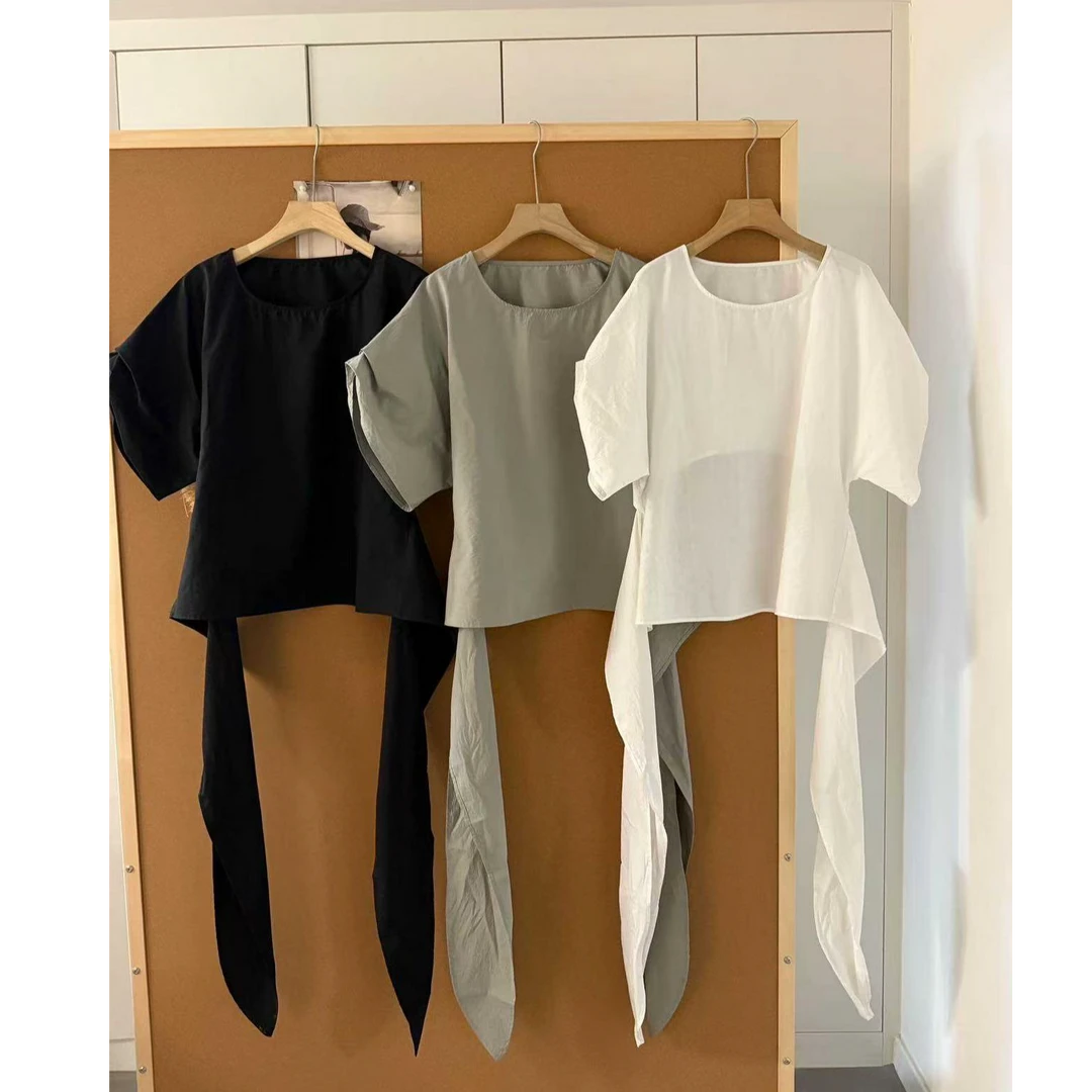 25272·CS# 绑带衬衫 ins简约百搭慵懒老钱风绑带衬衫·