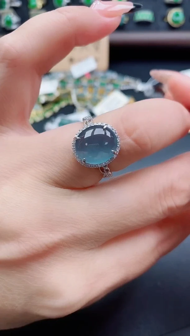 银S925镶嵌戒指翡翠1