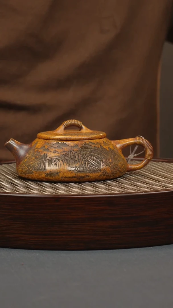 【闪购商品】紫砂茶壶龙骨金砂 线瓢 刻绘