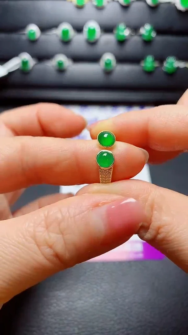 银S925镶嵌戒指翡翠天然翡翠A货s925银镶