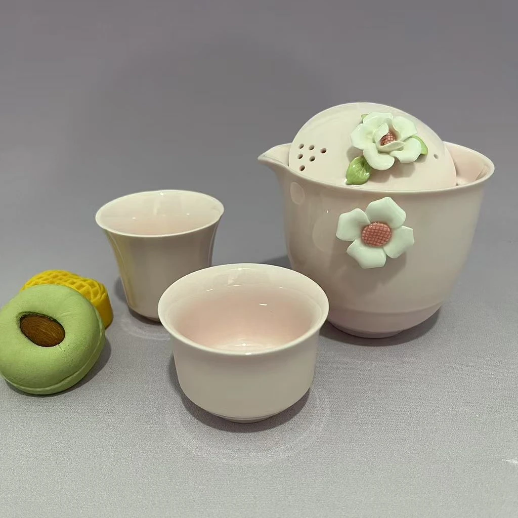 粉色手工捏花旅行快客杯H331