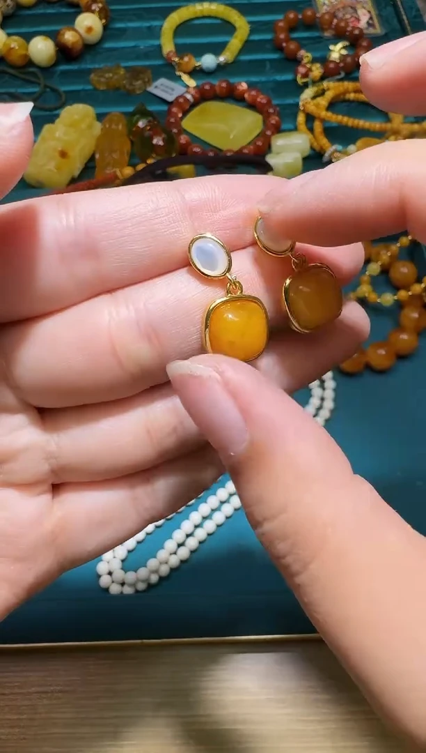 琥珀未镶嵌耳饰多样性发一件 719