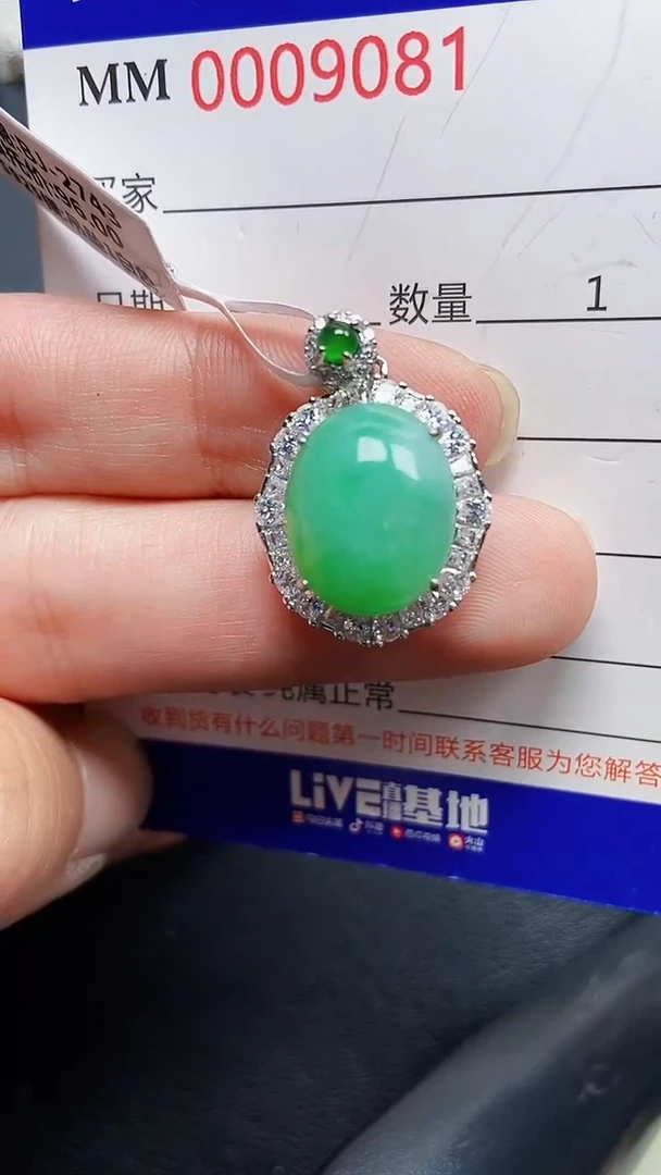 颈饰银S925镶嵌翡翠9081