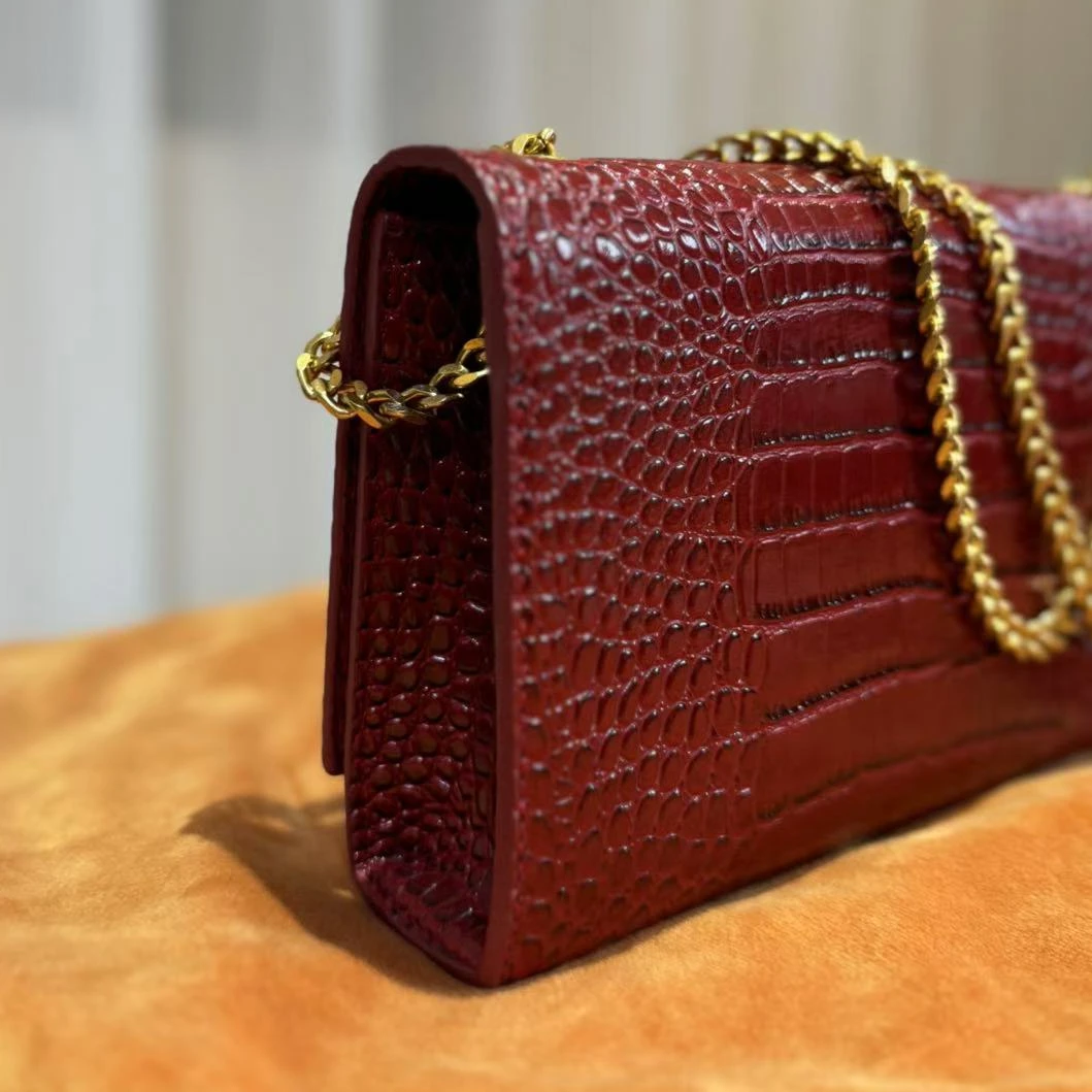 HIRMRIS手工真皮包550761-酒红   黄流苏阳