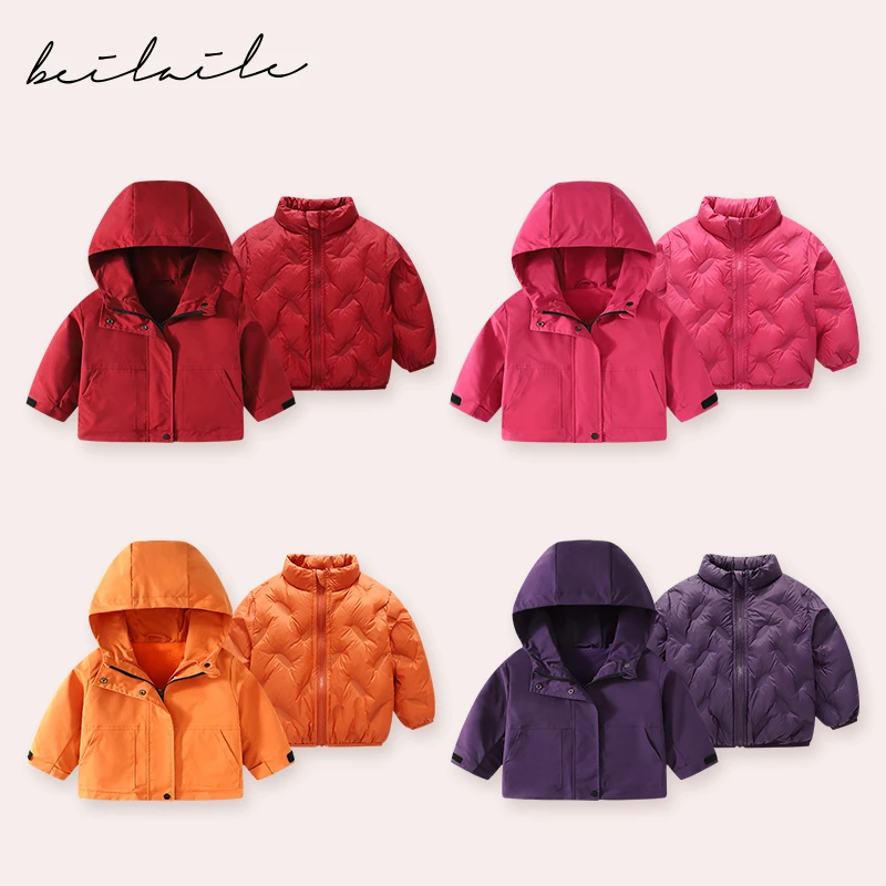 【三防两件套冲锋羽绒服  】婴儿童羽绒服男女宝宝秋汉服冬装