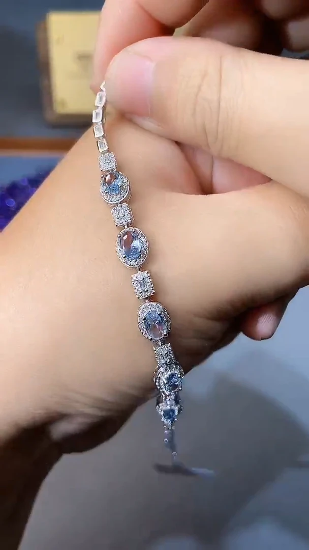 【闪购商品】海蓝宝石手链银S925镶嵌354