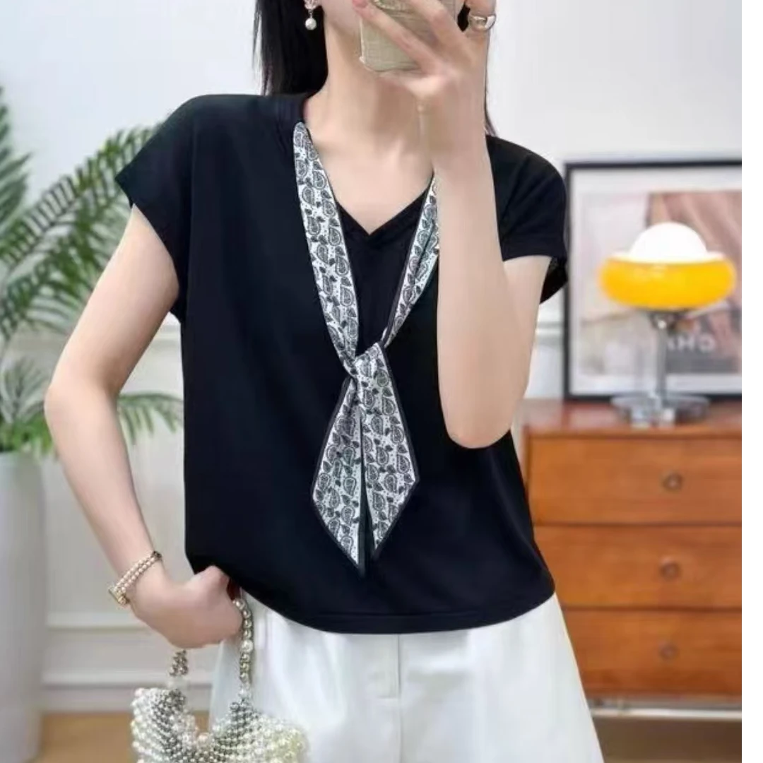 时尚丝巾蝙蝠袖上衣158