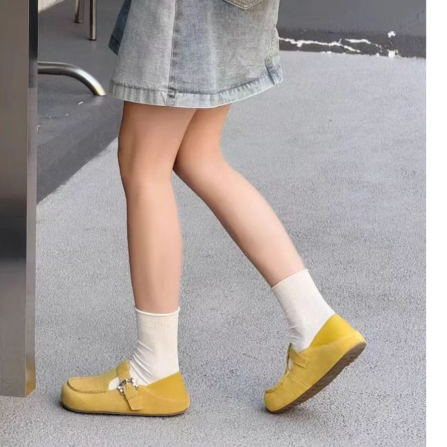 7526-MGG2025春季新款复古磨砂牛皮一脚蹬厚底单鞋