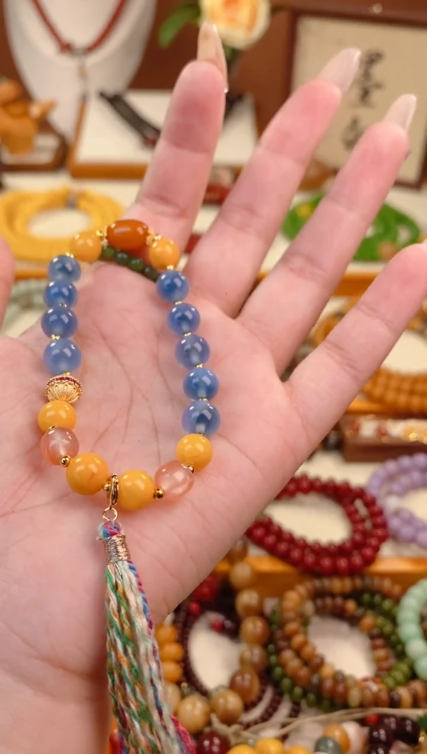 【闪购商品】蜜蜡手链未镶嵌蓝糖心蜜蜡单圈（多样性发一