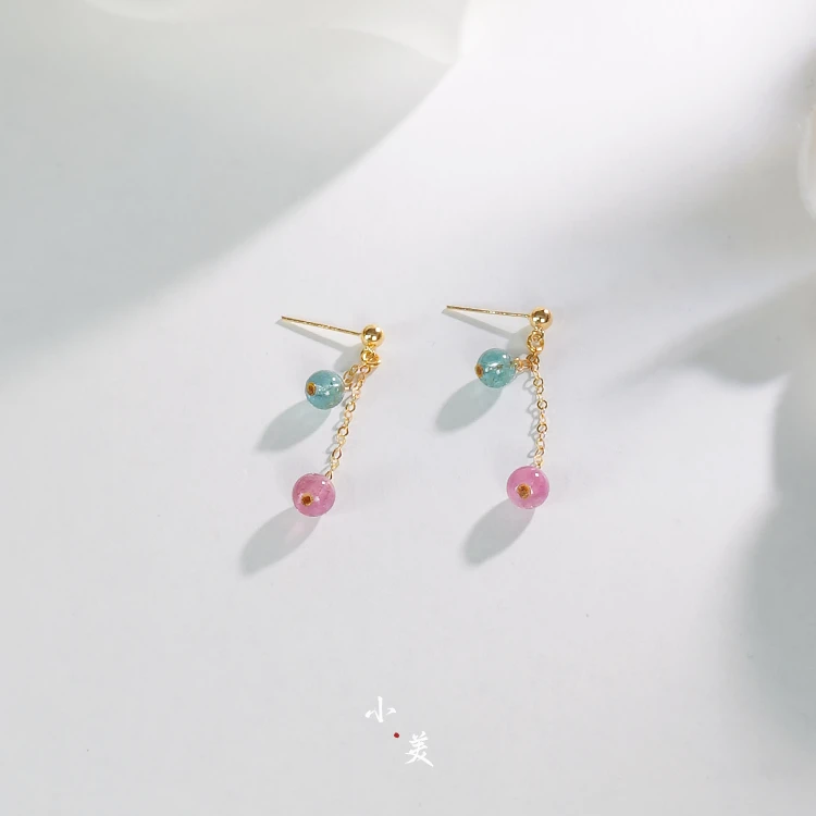 18K金碧玺流苏耳钉耳环（多样性发）G30033