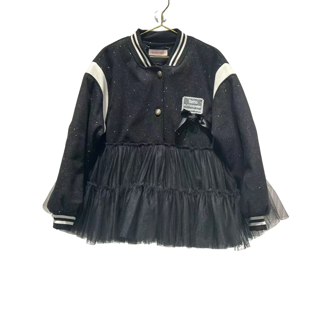 4136【珍珍优选】设计师新款拼接纱纱冬季长袖女装连衣裙