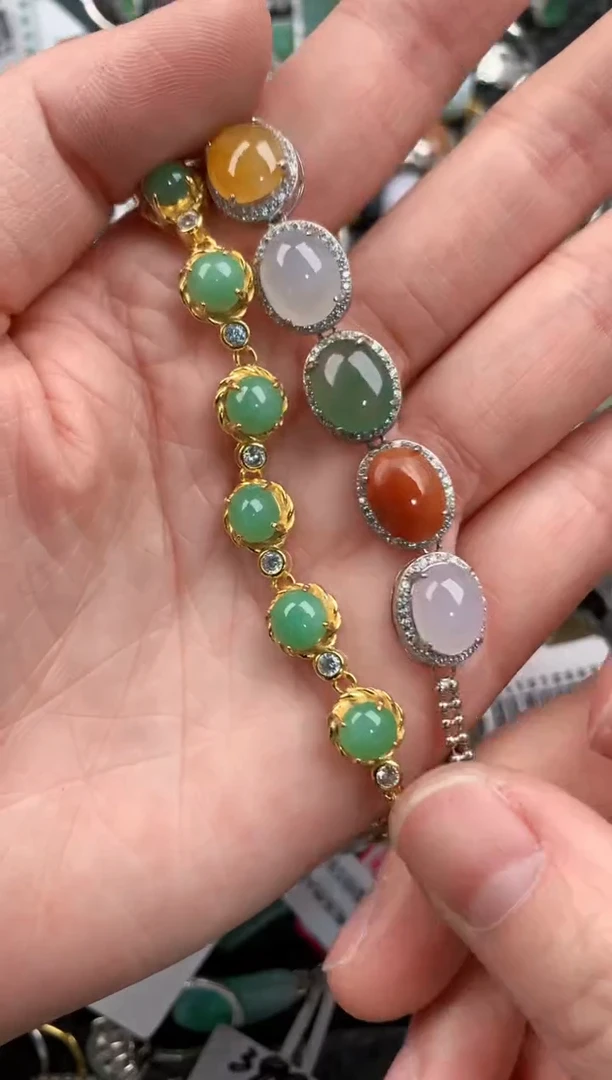 银S925镶嵌戒指翡翠444---7