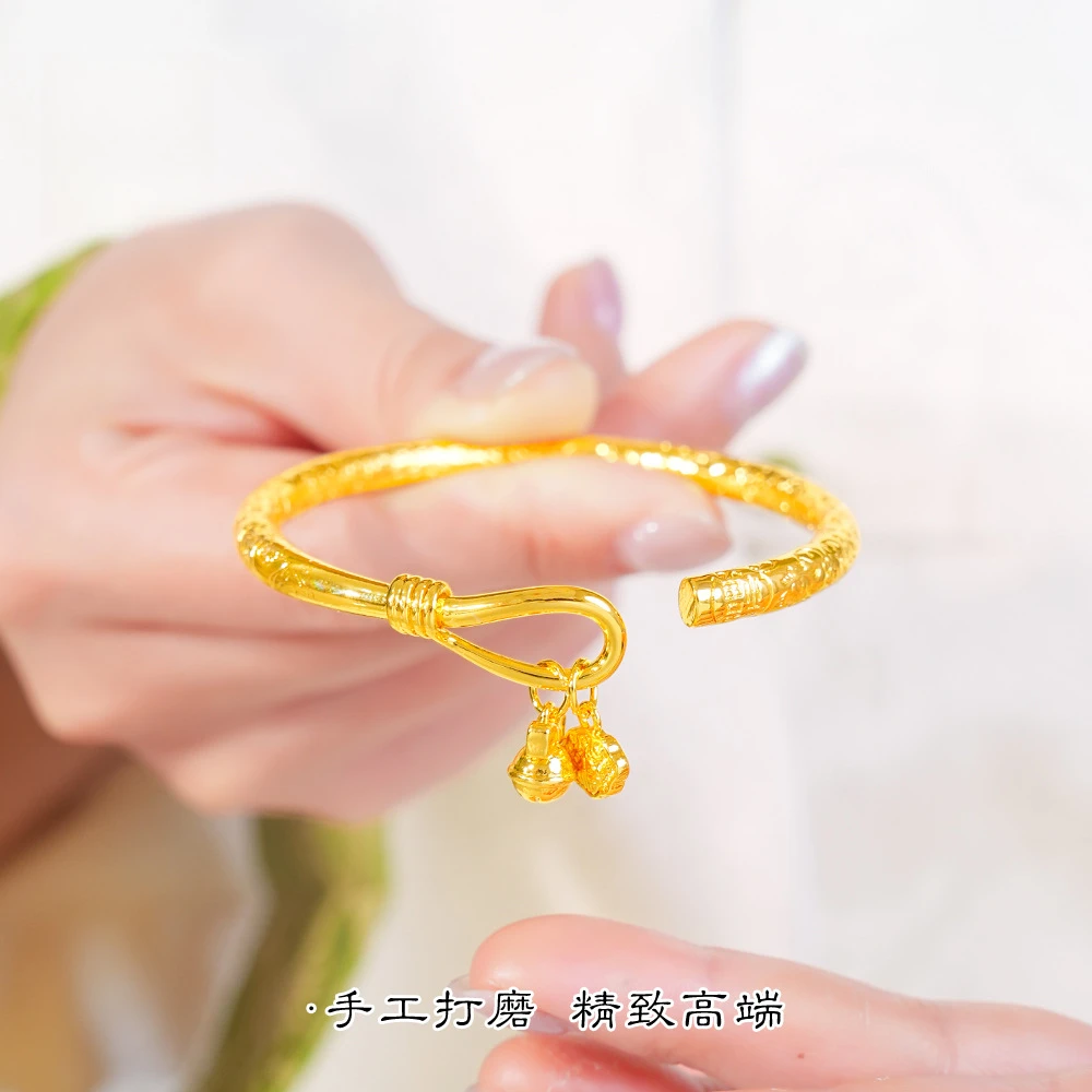 手镯 高定精工纳福圆形吉言手镯新中式开口镯子