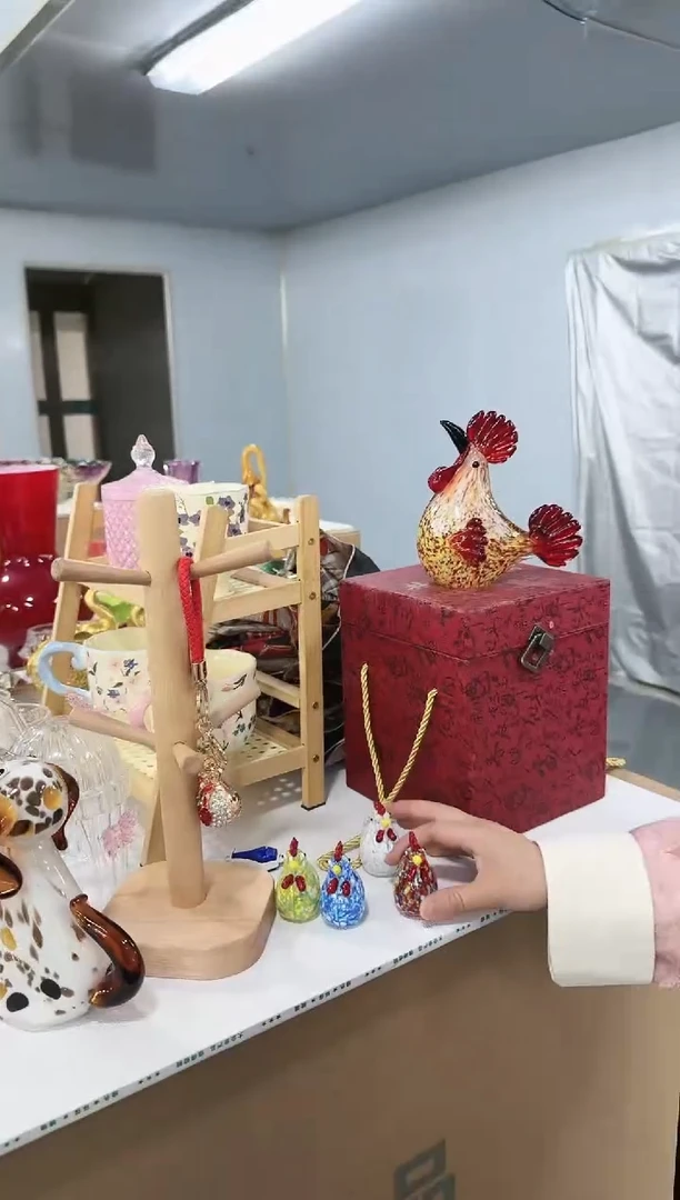 金沃水晶琉璃摆件  四只小鸡