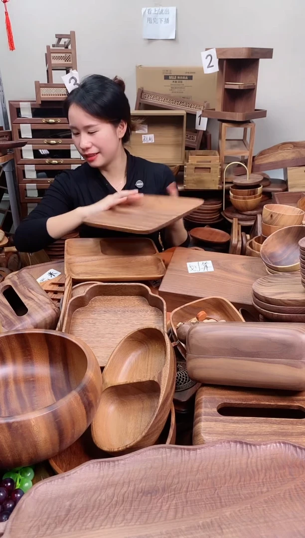 木 南美胡桃木方形三格分餐盘25*25*2cm