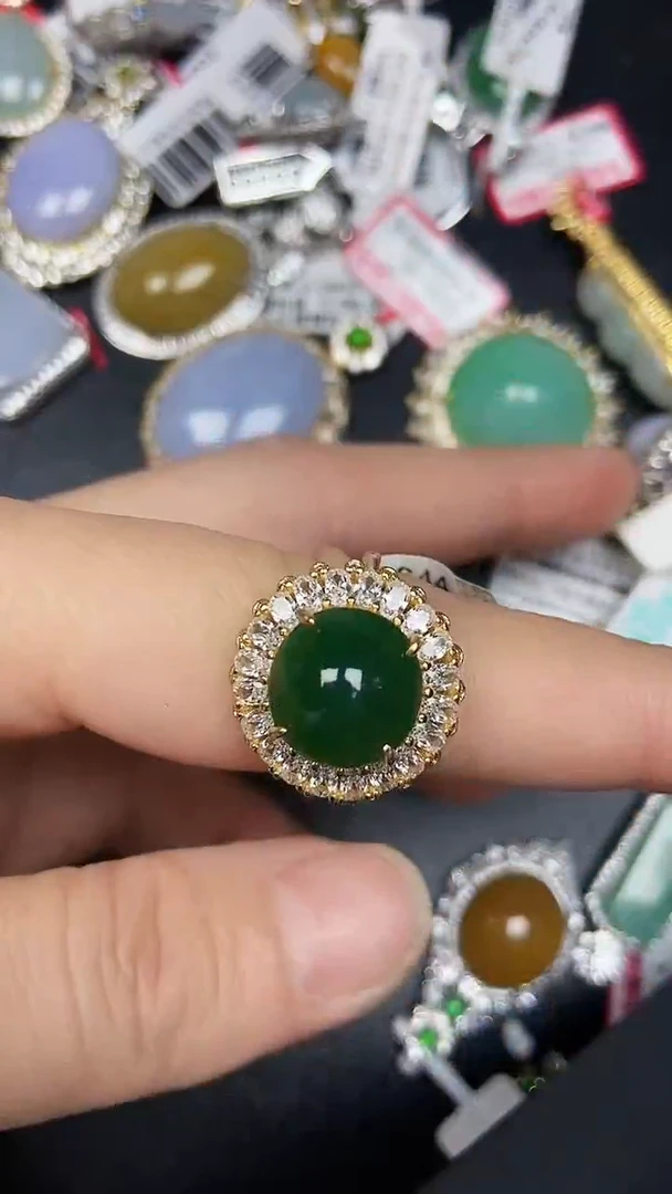 银S925镶嵌戒指翡翠3430