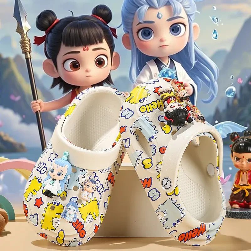 【正版哪吒敖丙儿童拖鞋】男童洞洞鞋夏季包头外穿防滑沙滩鞋3-6岁