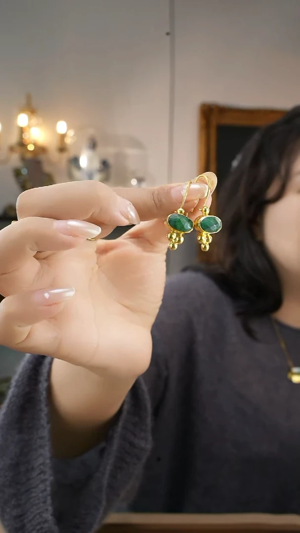 铜合金无磨*伊斯绿色耳环