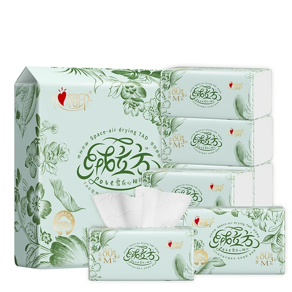 心相印绒立方三层塑装面巾纸 80抽*8包