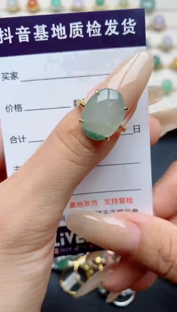 翡翠戒指银S925镶嵌.